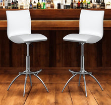Load image into Gallery viewer, Faux Leather And Metal Low Back Adjustable Height Bar Chairs (Set of 2) - White And Silver