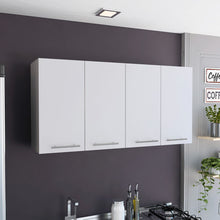 Load image into Gallery viewer, Wall Cabinet Four Doors, With Two Internal Shelves And Internal Plate And Glass Organizer - White