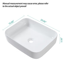 Load image into Gallery viewer, Rectangular Vessel Bathroom Sink, Modern - White