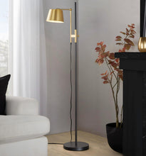 Load image into Gallery viewer, Metric - Industrial Floor Lamp - Black / Antique Brass