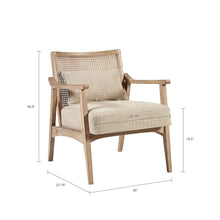 Load image into Gallery viewer, Chair With Cane Inset Back And Upholstered Seat - Light Brown