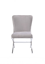 Load image into Gallery viewer, Velvet And Silver Parsons Chair - Beige