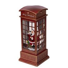 Load image into Gallery viewer, Christmas Lighted Water Spinning Phone Booth With Santa On Phone, 3*AA Batteries Required - White / Red