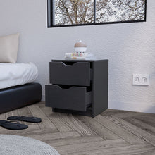 Load image into Gallery viewer, 16.1" x 14.3" x 18.9" Two Drawer Faux Wood Nightstand - Black