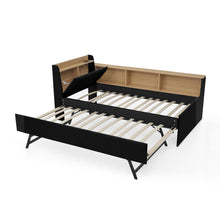 Load image into Gallery viewer, Upholstered Daybed With Storage Headboard, Wireless Charging, LED Lights