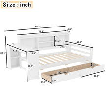 Load image into Gallery viewer, Corner Daybed With Storage Drawers, Desk, Charging Port & Bookcase