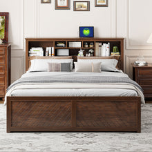 Load image into Gallery viewer, Platform Bed With Multi Storage Headboard, USB And Drawers
