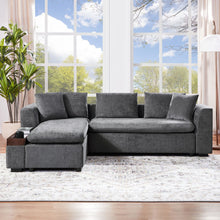 Load image into Gallery viewer, Modern L Shaped Sectional Sofa With Upholstery And Wooden Storage