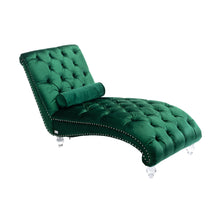 Load image into Gallery viewer, Velvet Chaise Lounge Indoor, Button Tufted Upholstered Chaise Lounge Chair With Pillow