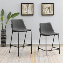 Load image into Gallery viewer, Counter Height Stools With Footrest (Set of 2) - Gray / Black