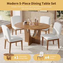 Load image into Gallery viewer, Topmax - 5 Piece Modern Extendable Round Dining Table Set With Removable Leaf For Small Places