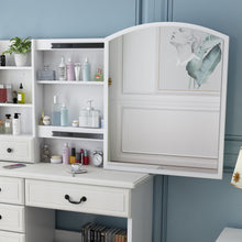 Load image into Gallery viewer, Fashion Vanity Desk With Mirror And Adjustable Lighting, 6 Drawers, 3 Color Light Modes - White