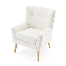 Load image into Gallery viewer, Ergonomic Accent Chair With Button Tufted Design And Rubber Wood Legs - Almond