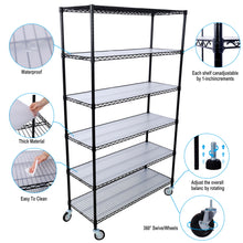 Load image into Gallery viewer, 6 Tier 6000Lbs Capacity Nsf Metal Shelf Wire Shelving Unit, Heavy Duty Adjustable Storage Rack With Wheels & Shelf Liners For Commercial Grade Utility Steel Storage Rack