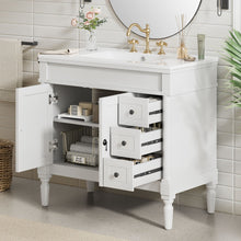 Load image into Gallery viewer, Bathroom Vanity With Ceramic Sink, 2 Doors 3 Drawers, Soft Close Design