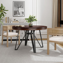 Load image into Gallery viewer, Mid Century Modern Round Dining Table With Metal Legs And Open Shelf