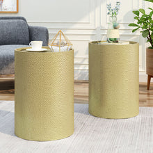 Load image into Gallery viewer, Modern Round Accent Table With Hammered Surface
