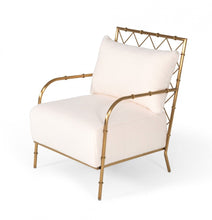Load image into Gallery viewer, Stylish Velvet A Frame Accent Chair - White / Gold