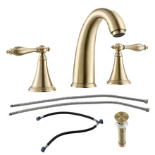 Load image into Gallery viewer, Elegant 2 Handle Widespread Bathroom Faucet With Pop Up Drain And Water Supply Lines