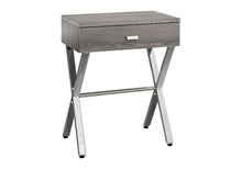 Load image into Gallery viewer, 22" Taupe Wood And Metal End Table With Drawer - Silver And Deep