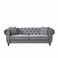 Load image into Gallery viewer, Chesterfield Upholstery Fabric Sofa With Roll Armrest & Nailhead