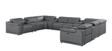 Load image into Gallery viewer, Leather Modular U Shaped Twelve Piece Corner Sectional With Console - Battleship Gray