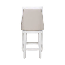 Load image into Gallery viewer, Faux Leather And Solid Wood Counter Height Swivel Bar Chair - Pearl Silver And White