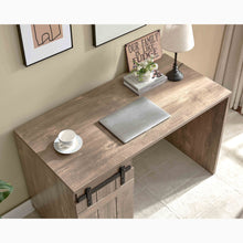 Load image into Gallery viewer, Home Office Desk Hazelnut One Cabinet Three Shelves Faux Barn Door On Metal Euro Hinges Modesty Panel - Light Brown