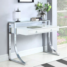 Load image into Gallery viewer, Serrano - 2 Drawer Writing Desk With Polished And Tempered Glass Hutch - Glossy White