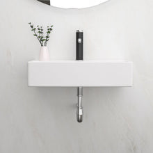 Load image into Gallery viewer, Modern Ceramic Rectangular Wall Mounted Bathroom Sink With Faucet Hole & Overflow