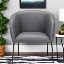 Load image into Gallery viewer, Faux Leather Barrel Chair - Gray And Black