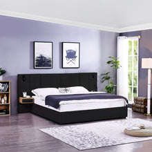 Load image into Gallery viewer, Upholstered Hydraulic Platform Bed With Storage Shelves, Reading Lamps, USB Port