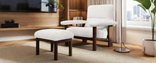 Load image into Gallery viewer, Modern Accent Chair With Ottoman, Mid Century Lounge Chair With Footrest, Comfy Fabric Armchair Upholstered Set With Solid Wood Frame For Living Room - White