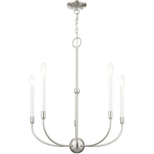 Load image into Gallery viewer, 28" Five Light Dimmable Chandelier With Shades - Nickel