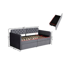 Load image into Gallery viewer, Twin Size Upholstered Daybed With 2 Storage Drawers And USB Charging Design - Gray