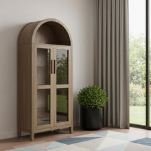 Load image into Gallery viewer, Wood Oval Accent Cabinet With Two Doors - Brown