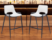 Load image into Gallery viewer, 26" Faux Leather And Steel Low Back Counter Height Bar Chairs (Set of 2) - White / Black