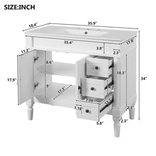 Load image into Gallery viewer, Bathroom Vanity With Ceramic Sink, 2 Doors 3 Drawers, Soft Close Design