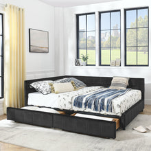 Load image into Gallery viewer, Mid-Century Storage Upholstered Tufted Bed Frame With Backrest And Armrests