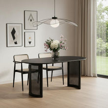 Load image into Gallery viewer, 66" Solid Wood Double Pedestal Base Oval Dining Table - Black