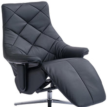 Load image into Gallery viewer, Tufted Genuine Leather Power Swivel Recliner (730545) - Black