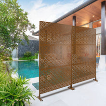 Load image into Gallery viewer, Freestanding Decorative Privacy Screen For Deck Balcony Patio, Metal Privacy - Brown