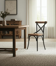 Load image into Gallery viewer, Solid Wood Iron Cross Back Dining Side Chair - Light Brown / Black