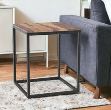 Load image into Gallery viewer, Solid Wood And Iron Square End Table - Black And Brown