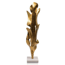 Load image into Gallery viewer, Marble Leaf Tabletop Sculpture - Antiqued Gold / White