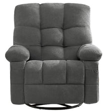 Load image into Gallery viewer, Tufted Chenille Heated Massage Swivel Rocker Recliner With USB - Gray