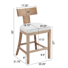 Load image into Gallery viewer, Upholstered Counter Height Bar Stools With Solid Rubber Wood Frame (Set of 2)