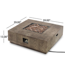 Load image into Gallery viewer, Wellington Square Iron Fire Pit With Wood Pattern Design And 50,000 Btu Output