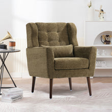 Load image into Gallery viewer, Modern Accent Chair, Arm Chairs For Living Room, Upholstered Mordern Armchair, Comfy Soft Padded Lounge Chair In Small Space, Bedroom, With Pillow, Solid Wood Leg