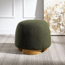 Load image into Gallery viewer, Round Soft Teddy Fabric Upholstered Ottoman With Metal Accents